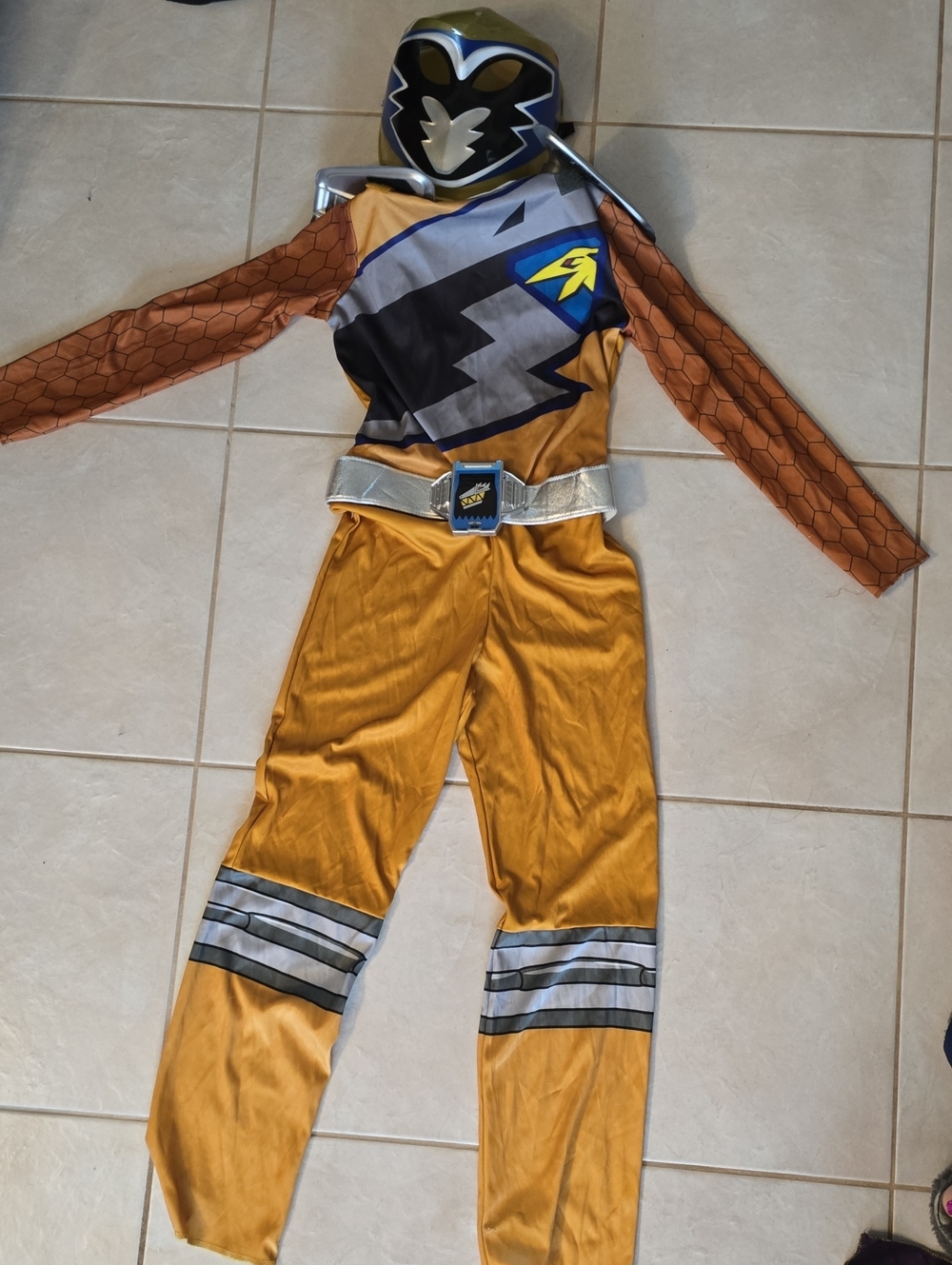 Power Ranger Gold Hero Kids Costume with Helmet and Belt